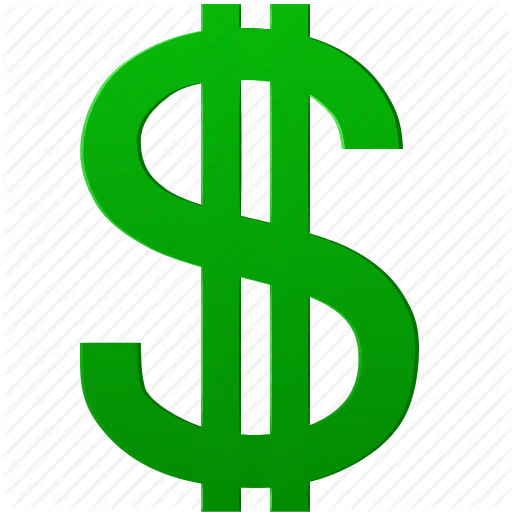 Bright green dollar sign symbol on a transparent background.